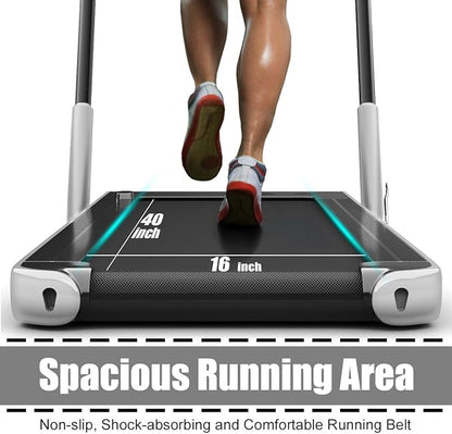 GYMAX Walking Pad, 2 in 1 Free Installation Under Desk Treadmill with Smart App, Remote Control & LED Display, 2.25HP Foldable Portable Compact Running Machine for Small Spaces Home Office