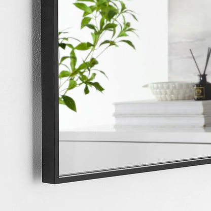 27x40 Inch Black Bathroom Mirror for Wall, Aluminum Frame Rectangle Rectangular Vanity Mirror, Modern Large for Bedroom, Living Room, Horizontal or Vertical