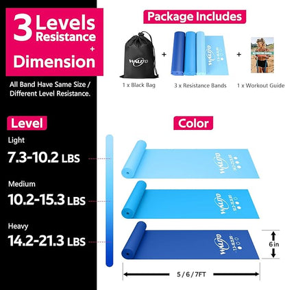 WALITO Resistance Bands for Working Out, Exercise Bands for Women and Men, Workout Bands for Physical Therapy, Stretch, Recovery, Pilates, Rehab, Strength Training and Home Gym