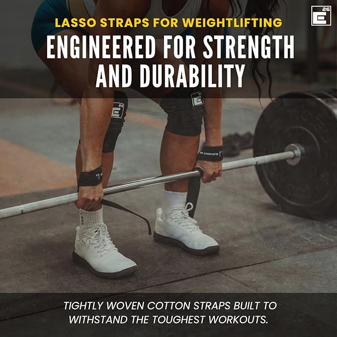 Element 26 Lifting Wrist Straps (Pair) With Guide - Weightlifting & Strength Training Straps for Men and Women
