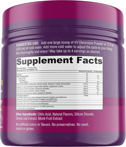 Keto Vitals Antioxidant Electrolytes Powder - Blend Keto Electrolytes with Potassium, Magnesium, Sodium, & Calcium - No Sugar Electrolyte Drink Mix & Hydration Powder, 60 Servings, BlackBerry