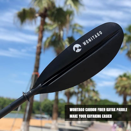 Kayak Paddle Premium Carbon Fiber Paddle with Reinforced PP + Fiberglass Blade, Floating Adjustable Kayaking Oars, 3 Piece, 220-240 cm/86-94 Inches, 240-260 cm/94-102 Inches