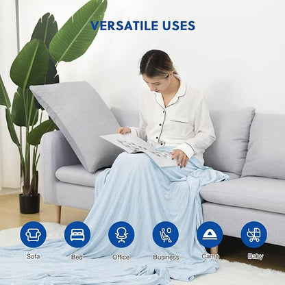 HOMFINE Cooling Blankets for Hot Sleepers - Summer Blanket Thin Lightweight Breathable Soft Double Side Enhanced Cooling for Bed Couch Sofa, Keep Cool for Night Sweats (Light Blue, 50 x 70 inches)