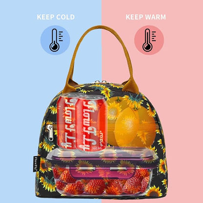 FlowFly Insulated Lunch Cooler Bag - Tote Bag Organizer for Women/Men, SunFlower