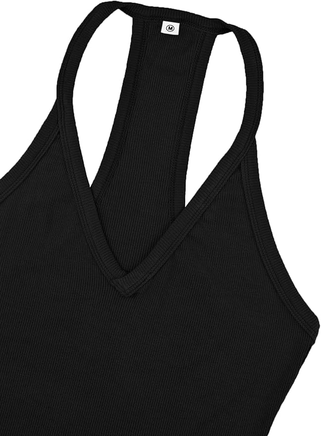 iGENJUN Workout Tops for Women Racerback Basic Tank Summer 2025 Camisole V Neck Slim Fit Ribbed Sleeveless