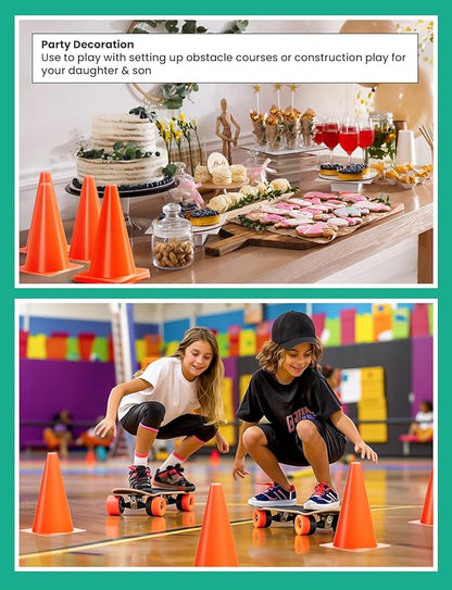 GHB Soccer Cones 7" 9" of 12 24 Pack Disc Soccer Sport Cones Training Field Marker Agility Cones for Basketball, Coaching, Practice Equipment Includes Drills Guide