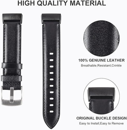 Leather Bands Compatible for Fitbit Charge 4/ Charge 3/ Charge 3 SE Fitness Tracker, Genuine Leather Band Replacement Strap Wristband Accessories for Women Men