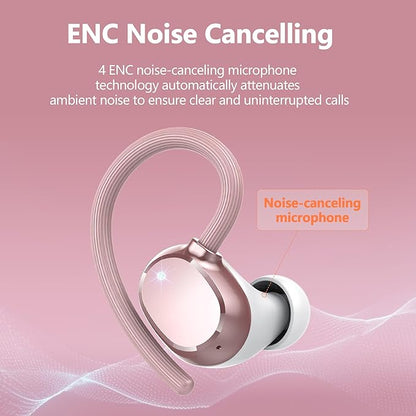 Ear Buds Wireless Bluetooth Earbuds Sport 2025 New Bluetooth 5.3 Headphones with LED Display 128H Playtime Powerful Bass Over Ear Earphones with Earhooks IP7 Waterproof for Gym/Running/Workout