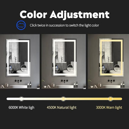LED Bathroom Mirror with Lights for Wall Mounted 40x24in Large 3 Color