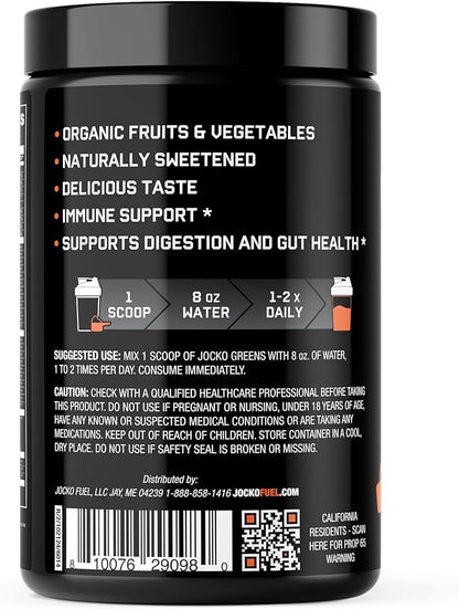 Jocko Fuel Daily Greens Powder - Premium Organic Greens Superfood Powder for Gut Health, Digestion, Bloating, Immune Support with Spirulina, Chlorella, Digestive Enzymes, & Probiotics - 30 Servings