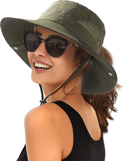 FURTALK Womens Sun Hat with Ponytail Hole Beach Hiking Summer Wide Brim UPF 80+ Outdoor Protection Foldable Bucket Hat