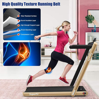 GYMAX Walking Pad, 2.25HP Dual Display Foldable Treadmill for Home with Remote/Smart App Control, Portable Compact Treadmill for Office Under Desk, Folding Running Machine for Small Spaces