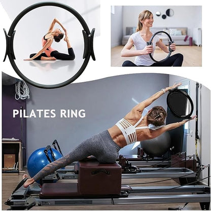 Pilates Set – Home Pilates Equipment for Women Kit with Magic Circle Pilates Ring and Ball Set, Resistance Bands & Massage Balls & Exercise Bands for Toning，Flexibility & Core Strength