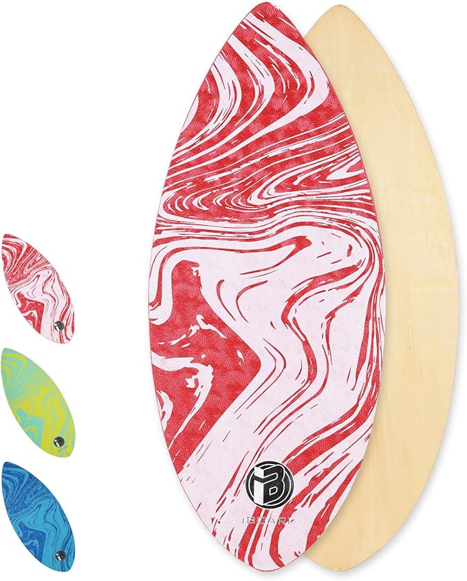 41” Skipper Skimboard with High Gloss Coat Wooden Skim Boards for Beginners, Teenagers and Adults Beach Skimboard 3 Color Traction Pad to Choose
