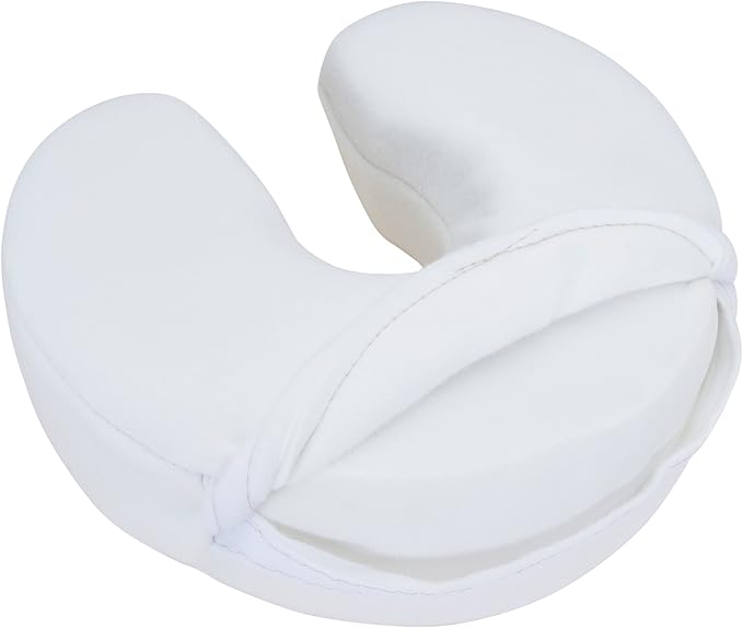 EarthLite Massage Face Cradle Cushion Memory Foam - Massage Table & Massage Chair Headrest Pillow w/Washable Fleece Cover, White