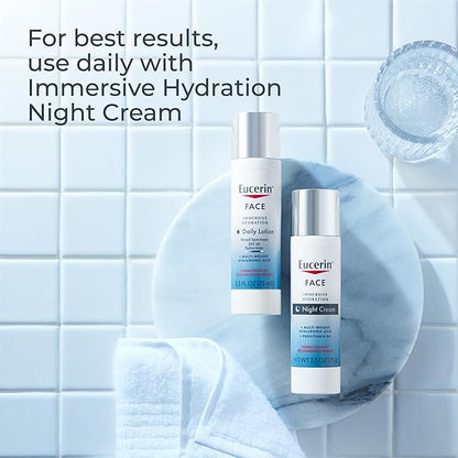 Eucerin Face Immersive Hydration Daily Face Lotion Broad Spectrum SPF 30 Sunscreen, Daily Moisturizer with Hyaluronic Acid Smooths Fine Lines and Wrinkles, 2.5 Fl Oz Bottle