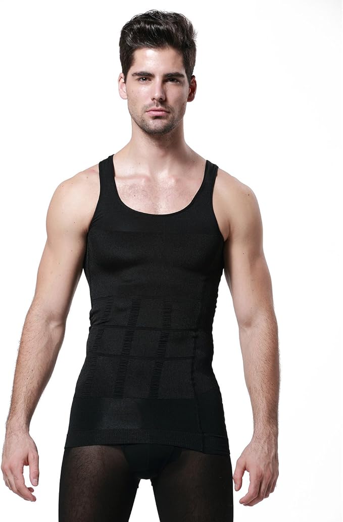GKVK Mens Slimming Body Shaper Vest Shirt Abs Abdomen Slim