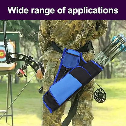 3-Tubes Hip Quiver Waist Hanged Archery Arrow Carry Bag with Pockets Adjustable Belt for Hunting, Target Practice, and Outdoor Shooting, Fits Both Youth and Adults