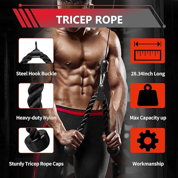 LAT Bar Cable Attachment with Rubber Handgrips, Deluxe Heavy Duty Solid Curl Bar Revolving Hanger Home Gym Cable Attachments