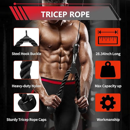 LAT Bar Cable Attachment with Rubber Handgrips, Deluxe Heavy Duty Solid Curl Bar Revolving Hanger Home Gym Cable Attachments