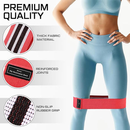 12 Pcs Fabric Resistance Bands for Working Out Booty Workout Stretch Exercise Bands Non Slip for Legs Squat Resistance Loop for Women Men Starter Butt Hip Thigh Fitness