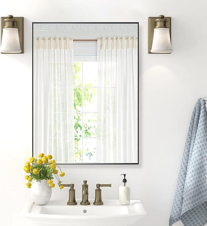 27x36 Inch Black Bathroom Mirror for Wall, Aluminum Frame Rectangle Rectangular Vanity Mirror, Modern Large for Bedroom, Living Room, Horizontal or Vertical