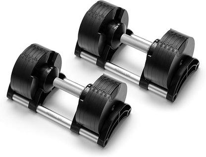 NÜOBELL® Adjustable Dumbbell Set, 5-50 LB or 5-80 LB, Easy Twist 2024-25 Model, All-In-One Weights Set (Pair) for Home, Original Manufacturer