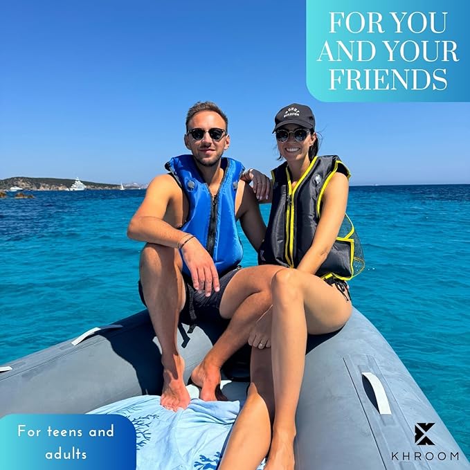 Khroom Inflatable Snorkel Vest for Adults and Teenagers | 60"-75" Height | 90-220 lbs | V2 2025 Model | Buoyancy Jacket for Snorkeling and SUP - Snorkel Vest, Buoyancy Aid