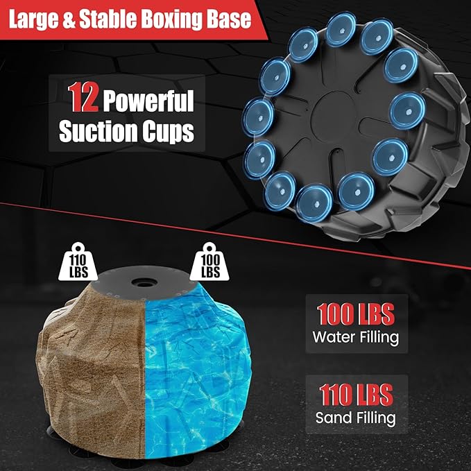 GYMAX Punching Bag for Adults, 70” Punching Stand with Suction Cup Base, TPR Shock Absorber & Multi-Layer Construction, Standing Punching Bag, Heavy Duty Boxing Equipment for Kickboxing MMA Muay