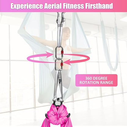 Aerial Silks Kit & Aerial Yoga Hammock - 11Yd Premium Fabric Hardware - Easy Setup for Flying Yoga, Aerial Swing & Fitness - Supports Up to 14ft Rigging