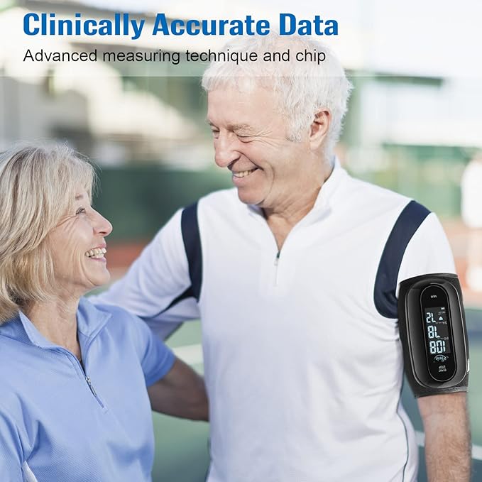 Blood Pressure Monitor Upper Arm with One Piece Design, Digital BP Machine for Home Use with Cuff Size 9-14 Inch, Portable Meter, Built-in Battery