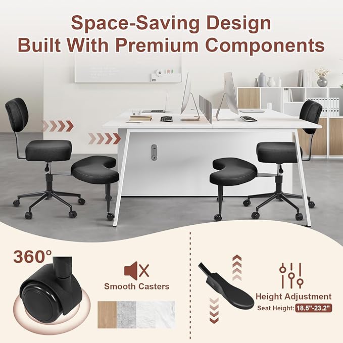 Meditation Chair Cross Legged ADHD Office Chair for Adults with Wheels Ergonomic Back Support and Leg Rest for Multi Position Criss Cross Sitting Kneeling and Yoga Height Adjustable, Mesh Style