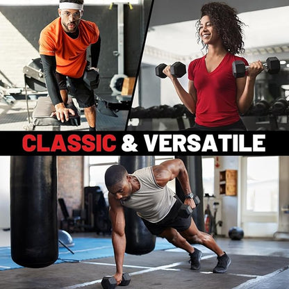 PAPABABE Hex Dumbbell Set 45-550 lb, Rubber Encased Home Gym Dumbbells, Weights Dumbbells for Women & Men, Hand Weight for Strength Training