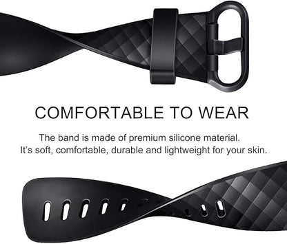 PACK 3 Silicone Bands for Fitbit Charge 4 / Fitbit Charge 3 / Charge 3 SE Replacement Wristbands for Women Men Small Large(Without Tracker) (Large: for 7.1"-8.7"wrists, Rose Gold+Black+Wine Red)