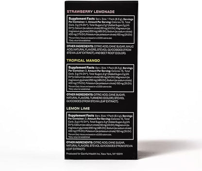 Gainful Hydration Packets Variety Pack, Decaffeinated with Key Electrolytes, Magnesium and Sodium, Energy Support, Low Sugar, 10 Sticks