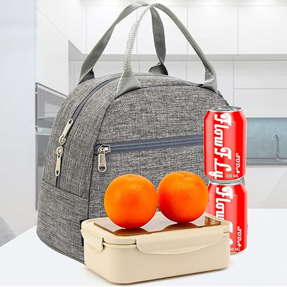FlowFly Insulated Lunch Cooler Bag - Tote Bag Organizer for Women/Men, Heather Grey