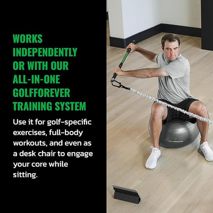 GolfForever Stability Ball Proven by Golfer Scottie Scheffler | Golf Training Exercise Ball | Premium Golf Training Workout Ball to Build Swing Speed, Improve Balance & Strengthen Core | 65cm | Grey