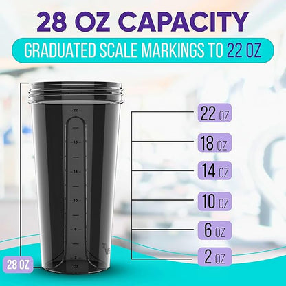 '-6 PACK- 28 oz Protein Shaker Bottle for Protein Mixes - 6x Wire Whisk | Leak Proof Shaker Cups for Protein Shakes | Protein Shaker Bottle Pack | Protein Shake Cup (Earth Tones Collection)