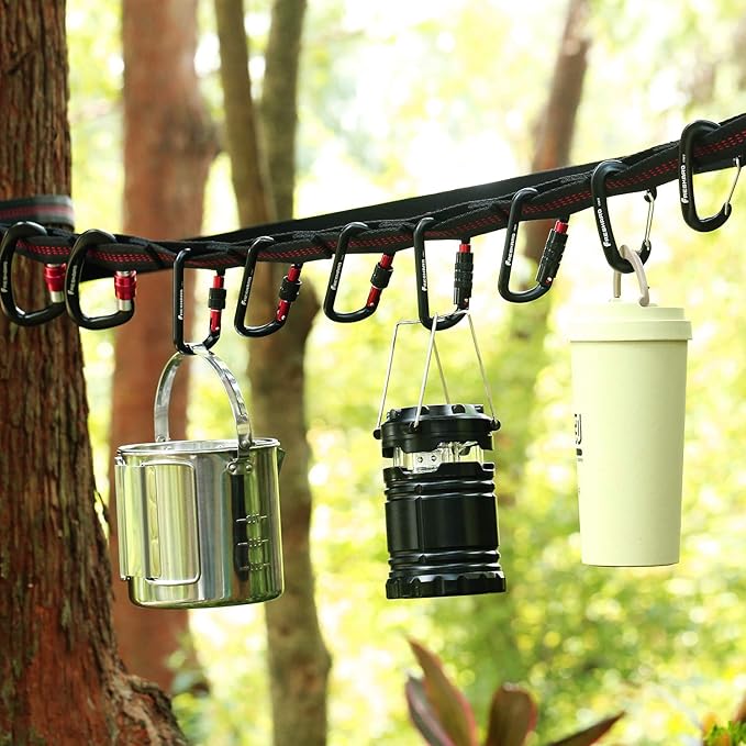 FresKaro 3inch 12kN-2698lbs Auto Locking Carabiner Clips, Solid D Shape, Heavy Duty 7075 Aluminum, Lightweight 1.09oz, Rust Proof, for Hammock, Hiking, Dog Leash, Keychain etc., Multi-Colors