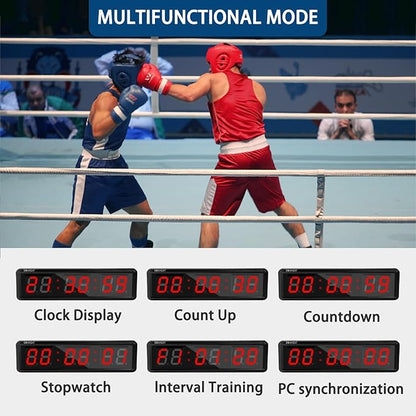 Fitness Timer with Stopwatch Button, Suitable for School/exam/Home Exercise/Gym/Gym SMAHEAT Electronic Fitness Timer (4.0 inch six bit All red PC Transmission Model)