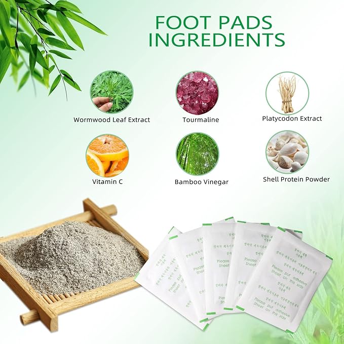 Foot Pads 100 Pieces-Premium Ginger Powder Bamboo Vinegar Feet Pads,Deep Cleansing Foot Patches for Feet Care