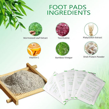 Foot Pads 100 Pieces-Premium Ginger Powder Bamboo Vinegar Feet Pads,Deep Cleansing Foot Patches for Feet Care