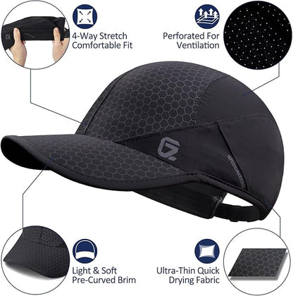 GADIEMKENSD Stretch Running Hat with Soft Brim, Quick Dry, Unstructured, Unisex-Adult