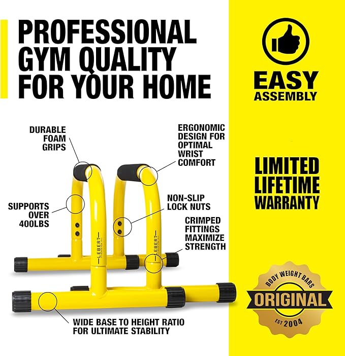 Lebert Fitness Parallette Push Up Bars Dip Station