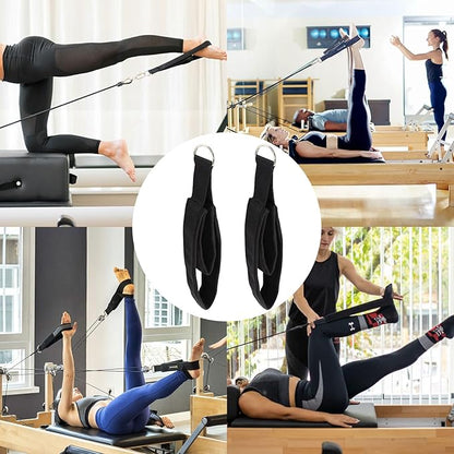 Pilates Double Loop Straps for Reformer, D Ring Straps Handle, Yoga Exercise Straps, 2 PCS