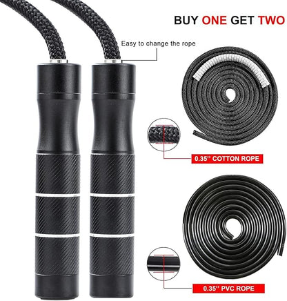 weighted jump rope Fitness for women men,1LB Tangle-free Skipping Rope for Muay Thai Training Crossfit workout Aluminum Handles Adjustable Length PVC Cord and Cotton Rope
