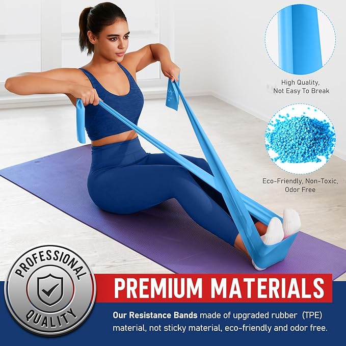 WALITO Resistance Bands for Working Out, Exercise Bands for Women and Men, Workout Bands for Physical Therapy, Stretch, Recovery, Pilates, Rehab, Strength Training and Home Gym