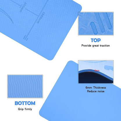 Exercise Equipment Mat for Ab Roller Wheel, Non Slip Abdominal Knee Mat, 6mm Thick Home Gym Floor Pad for Yoga, Pilates, Skipping, 72"L X 24"W X 0.24"Th, TPE