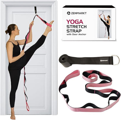 10-Loop Yoga Strap with Door Anchor – Stretch Strap for Flexibility, Deep Stretching, and Improved Balance – Perfect Yoga Accessory for All Fitness Levels