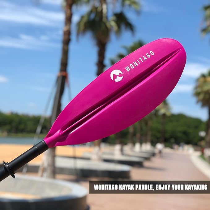 Kayak Paddle with Aluminum Shaft and Reinforced PP Blade, Floating Kayak Oar for Kayaking Canoeing and Boating, 220 cm/86 inches - 230 cm/90 inches